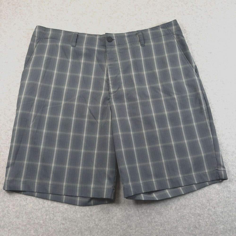 Under Armour Golf Shorts Men's 40 Loose Gray Plaid Performance Stretch‎ Logo